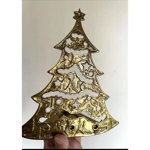 Vintage‎ Brass Candle Holder Metal Christmas Tree Votive Tea Light